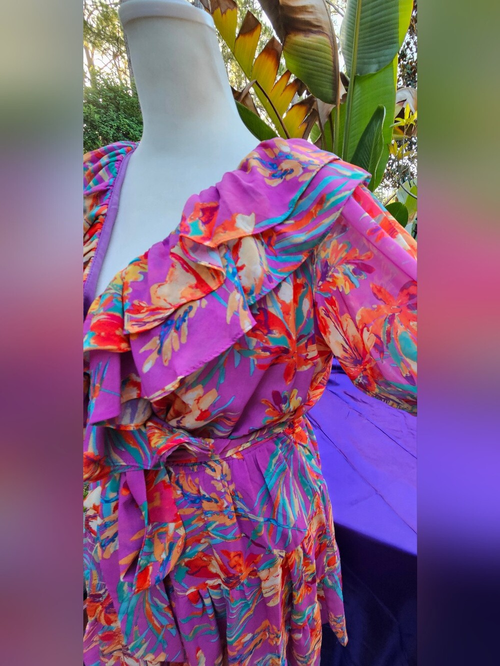 Flying Tomato Sippin’ Sangria Purple Ruffle Mini Dress S - Picture 4 of 6